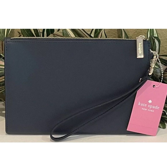 KATE SPADE BEEP MEDIUM WRISTLET CARD HOLDER WALLET VW BUG YELLOW CAR NAVY BLUE - Picture 6 of 9